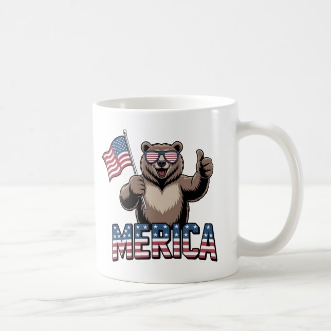 Patriotic Thumbs Up Bear Mug – Fun Americana  (Right)