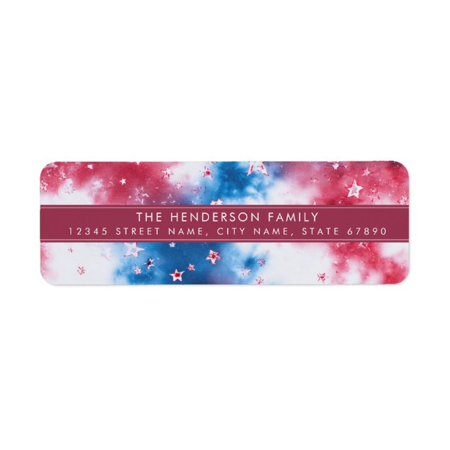 Patriotic Tie-dye Background Return Address Labels (Front)