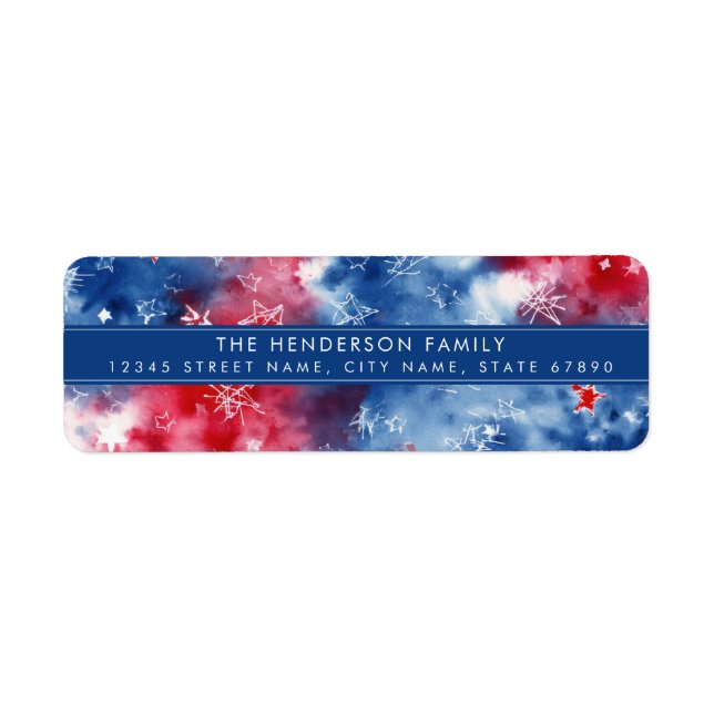 Patriotic Tie-dye Background Return Address Labels (Front)