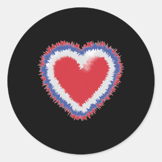 Patriotic Tie Dye Heart In American Flag Colours 4 Classic Round Sticker