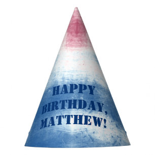 Patriotic Tie Dye Red Blue Personalized Party Hat