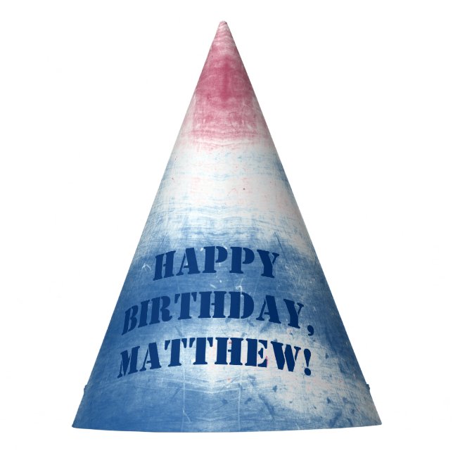 Patriotic Tie Dye Red Blue Personalized Party Party Hat (Front)