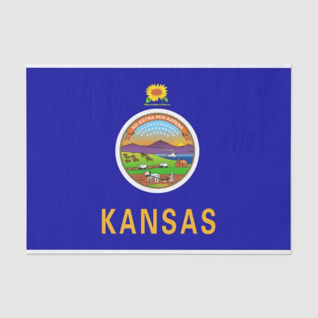 Patriotic tissue paper with flag of Kansas (Front)