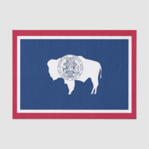 Patriotic tissue paper with flag of Wyoming, USA
