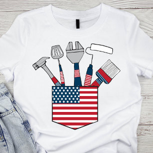 Patriotic Tools in Pocket Labor Day T-Shirt