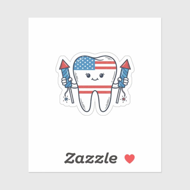 Patriotic Tooth Mascot Fireworks Vector Design_1 (Sheet)