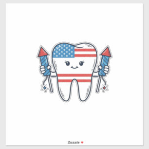 Patriotic Tooth Mascot Fireworks Vector Design_1