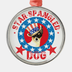 Patriotic Toy Fox Terrier Metal Ornament