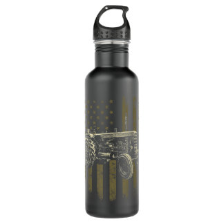 Patriotic Tractor American Flag Tractor Farm Gift  710 Ml Water Bottle