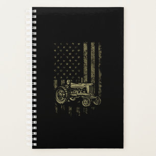 Patriotic Tractor American Flag Tractor Farm Men Planner