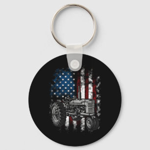 Patriotic Tractor American Flag Tractor Farm Usa F Keychain