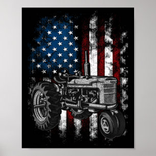 Patriotic Tractor American Flag Tractor Farm Usa F Poster