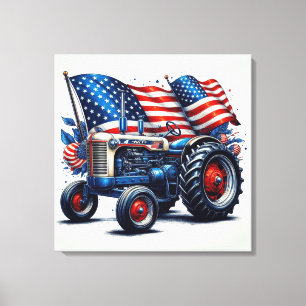 Patriotic Tractor Canvas Art