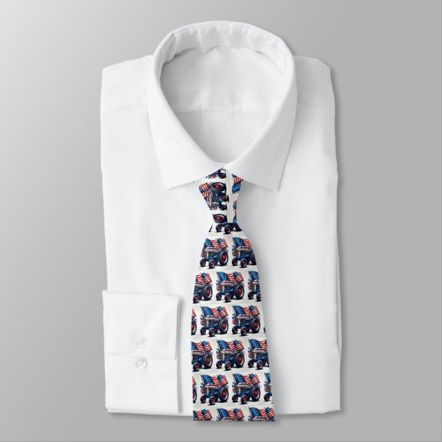 Patriotic Tractor Neck Tie (Tied)