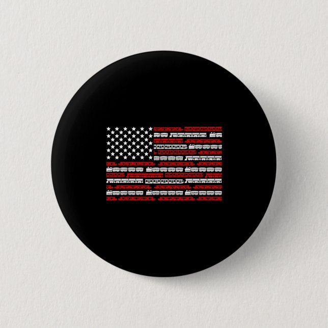 Patriotic Trains Flag For Train Enthusiasts And Ho 2 Inch Round Button (Front)