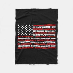 Patriotic Trains Flag For Train Enthusiasts And Ho Fleece Blanket