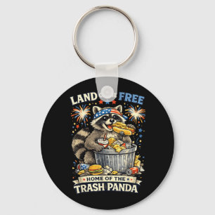 Patriotic Trash Panda Land Of The Free July 4th Keychain