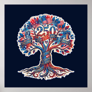 Patriotic Tree for America's 250th anniversary Poster