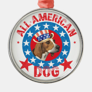 Patriotic Treeing Walker Metal Ornament