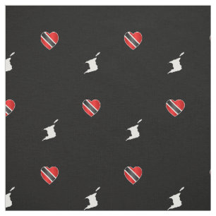 Patriotic Trinidad & Tobago Heart Flag and Map Fabric