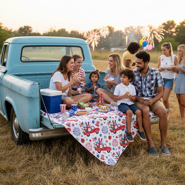 Patriotic truck and fireworks pattern  fleece blanket (Creator Uploaded)