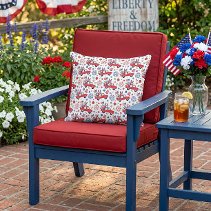Patriotic truck and fireworks pattern outdoor pillow