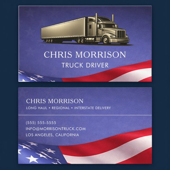 Patriotic Truck Driver Professional Business Card (Creator Uploaded)