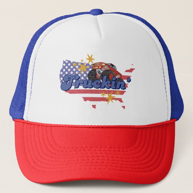 Patriotic Truckin' Trucker Hat (Front)
