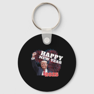 Patriotic Trump Happy New Year 2025 Conservative D Keychain