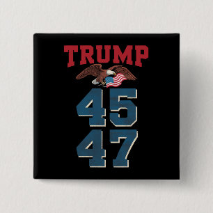 Patriotic Trump Won 45 and 47 Victory Winner Trump 2 Inch Square Button