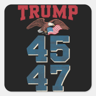 Patriotic Trump Won 45 and 47 Victory Winner Trump Square Sticker