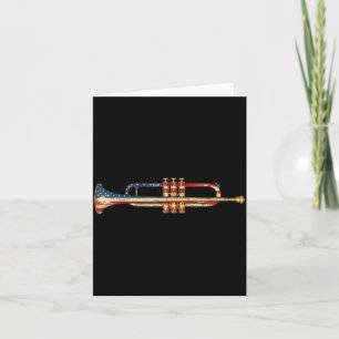 Patriotic Trumpet Player American Flag 4th of July Card