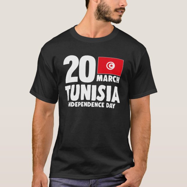 Patriotic Tunisia Flag Tunisian Independence Day T-Shirt (Front)