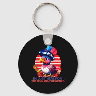 Patriotic Turkey 4th Of July Bbq Fireworks Party Keychain
