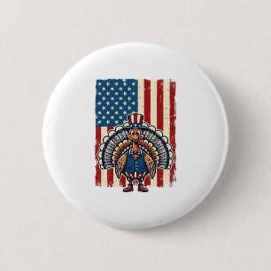 Patriotic Turkey Flag Vintage Engraving Shirt Desi 2 Inch Round Button