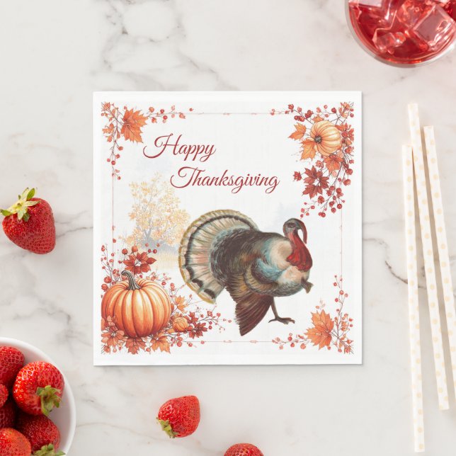 Patriotic Turkey Thanksgiving Napkin (Insitu)