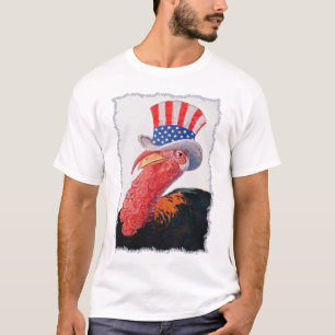 Patriotic Turkey Wearing Stars and Stripes Top Hat