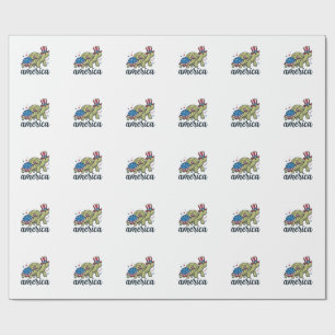 Patriotic Turtle America Vintage Engraving Design_ Wrapping Paper
