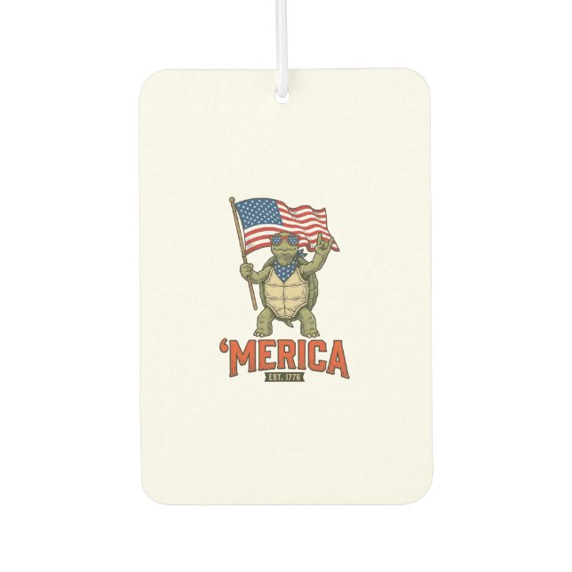 Patriotic Turtle ‘Merica Vintage Vector Air Freshener (Front)