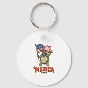 Patriotic Turtle ‘Merica Vintage Vector Keychain