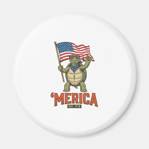Patriotic Turtle ‘Merica Vintage Vector Magnet