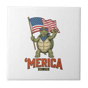 Patriotic Turtle ‘Merica Vintage Vector Tile
