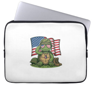 Patriotic Turtle Salute Vector Design_1 Laptop Sleeve