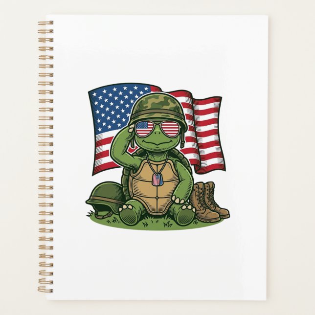 Patriotic Turtle Salute Vector Design_1 Planner (Front)