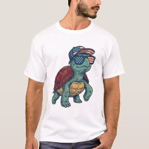 Patriotic Turtle Vintage Engraving Graphic_1 T-Shirt