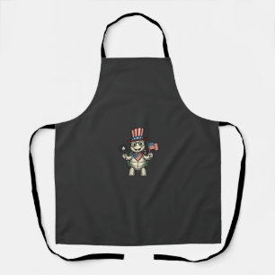 Patriotic Turtle Vintage Engraving Graphic for Whi Apron