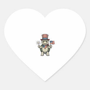 Patriotic Turtle Vintage Engraving Graphic for Whi Heart Sticker