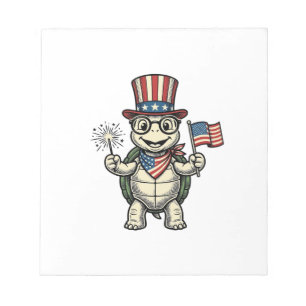 Patriotic Turtle Vintage Engraving Graphic for Whi Notepad