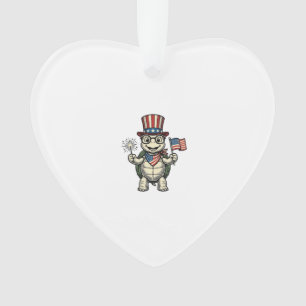 Patriotic Turtle Vintage Engraving Graphic for Whi Ornament