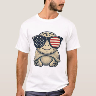 Patriotic Turtle Vintage Sunglasses Vector Design_ T-Shirt